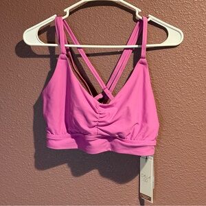 CALIA by Carrie Underwood Pink Bikini Top Medium Support Strappy Size L